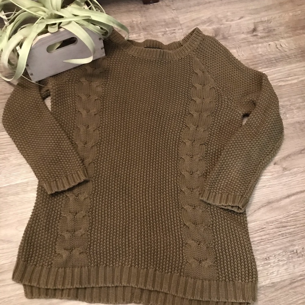 Cynthia Rowley Green Cable Knit Sweater